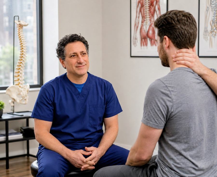 Dr. C. Paul Willis consulting with a patient