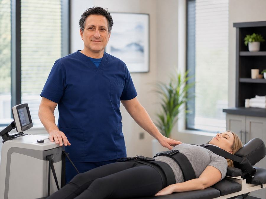 Dr. Willis with patient receiving decompression